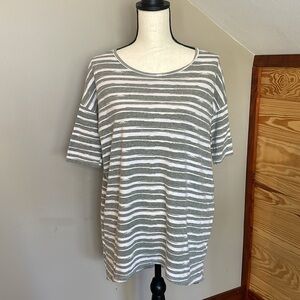 Lularoe Grey and White Striped Oversized Irma Tunic Top XXS